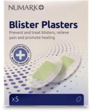 Numark Blister Plasters, hydrocolloid blister treatment, pain relief patches, waterproof plasters