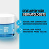 Hydro Boost water gel container with dermatologist-developed text on a blue background
