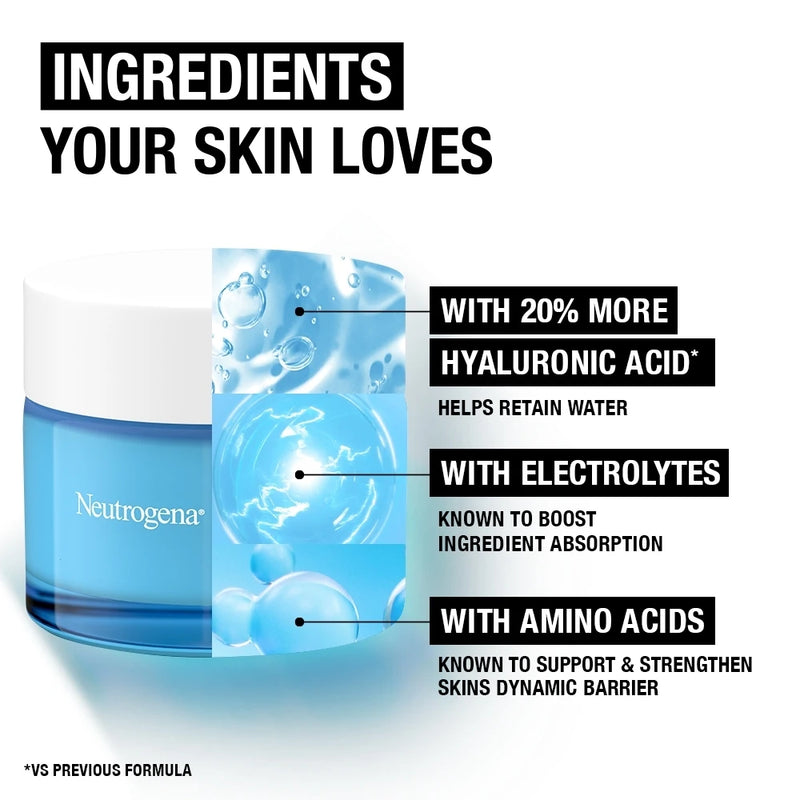 Neutrogena jar with text highlighting ingredients your skin loves