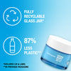 Neutrogena Hydro Boost jar with recycling and plastic reduction information on a blue background