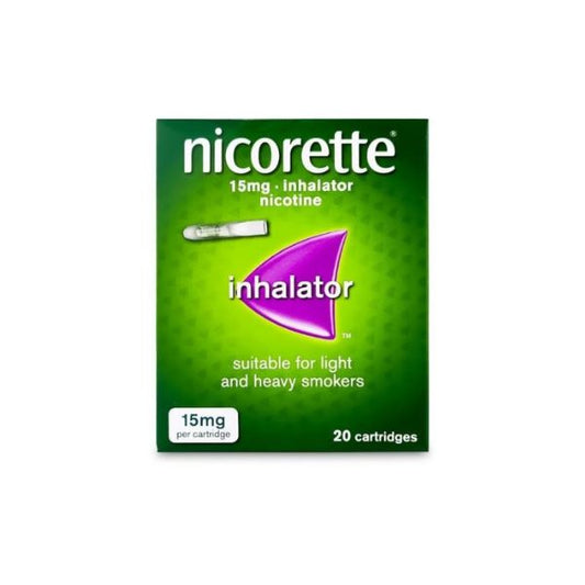 Nicorette Inhalator 15mg
Nicotine replacement therapy device   
Quit smoking aid   
Discrete and convenient   
Replaceable cartridges