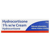 Hydrocortisone cream packaging with blue and red design on a white background