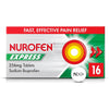 Nurofen Express 256mg tablets packaging box with a single white tablet shown in front, on a clean white background.