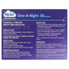 Nytol One-A-Night 50mg Tablets packaging with instructions and ingredients list on a purple background