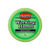 A round green container of O'Keeffe's Working Hands Hand Cream, 96 g, on a plain white background.
