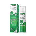 OPTASE TTO Eyelid Cleansing Gel shown with its green and white retail box and matching pump bottle on a plain white background.