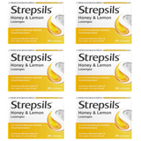 Pack of 6 Strepsils Honey & Lemon Lozenges For Sore Throat Pack of 36