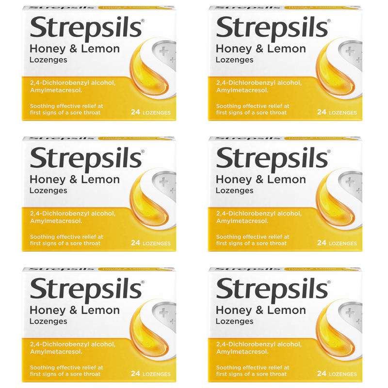 Pack of 6 Strepsils Honey & Lemon Lozenges For Sore Throat Pack of 36