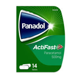 Panadol Actifast Paracetamol 500mg 14 Tablets packaging on a white background
