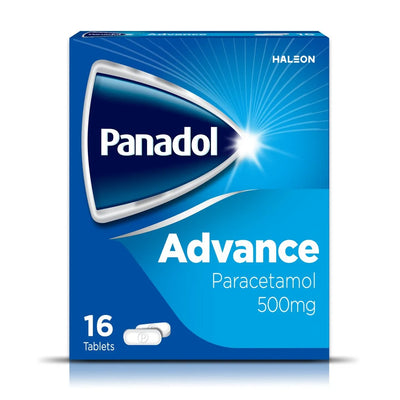 Panadol Advance Paracetamol 500mg packaging on a white background