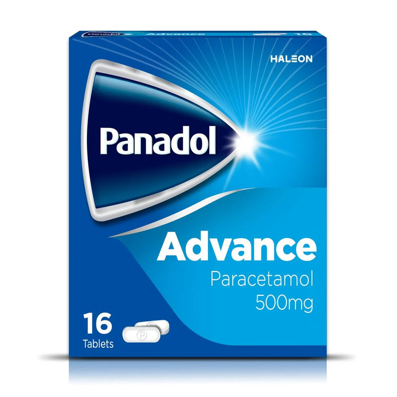Panadol Advance Paracetamol 500mg packaging on a white background