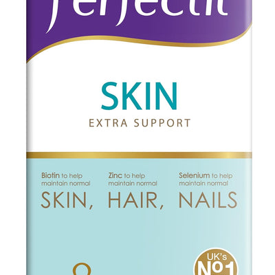 Perfectil Skin Extra Support supplement package with Vitabiotics branding on a white background
