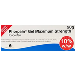 Phorpain Gel Maximum Strength packaging with text and branding on a white background