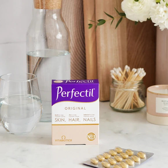 Vitabiotics Perfectil Original 30 Tablets for Hair, Skin and Nails Placing on the table