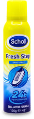 Scholl Athletes Foot Spray bottle on a white background, spray nozzle facing the camera