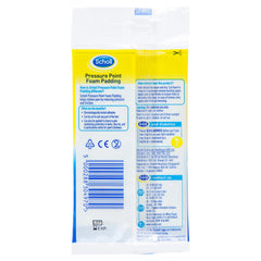 Scholl Pressure Point Foam Padding back packaging with usage instructions and warnings.