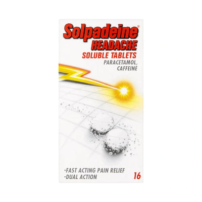 Solpadeine Headache Soluble Tablets packaging on a white background