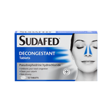 Sudafed Decongestant Tablets Pack Of 12 Pseudoephedrine Hydrochloride