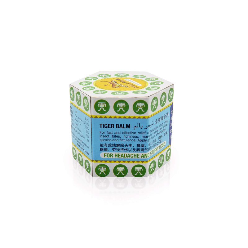 Hexagonal container of Tiger Balm on a white background