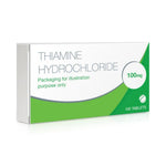 Box of Thiamine Hydrochloride 100mg tablets on a white background