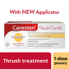 Woman smiling with Canesten Thrush Combi treatment for complete relief from thrush.