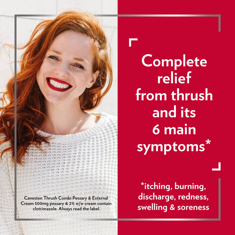 Canesten Thrush Combi treatment for thrush with details of symptoms and relief.