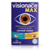 Visionace Max supplement packaging with eye illustration on a white background