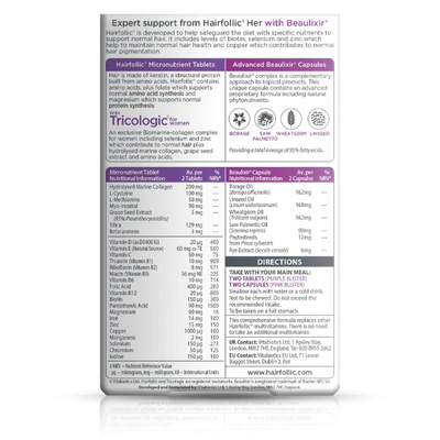 Vitabiotics Hairfollic Her Advanced back view of the box