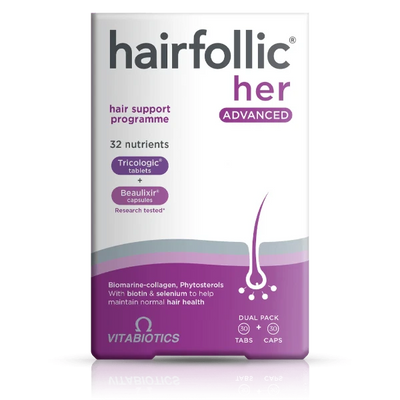 Vitabiotics Hairfollic Her Advanced front view of the box