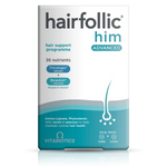 Vitabiotics Hairfollic Him Advanced front view of the box
