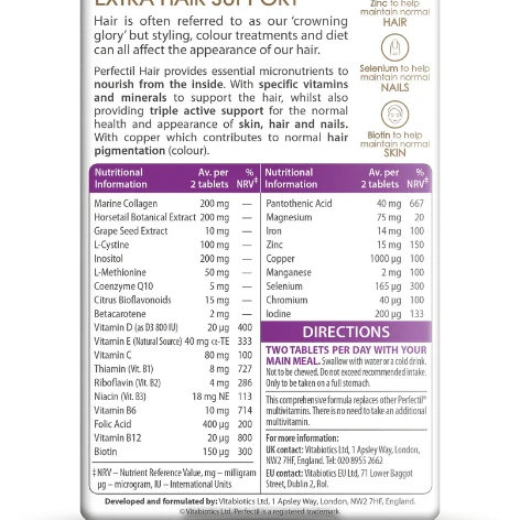 Vitabiotics Perfectil Plus Hair 60 Tablets For Extra Support For Hairs