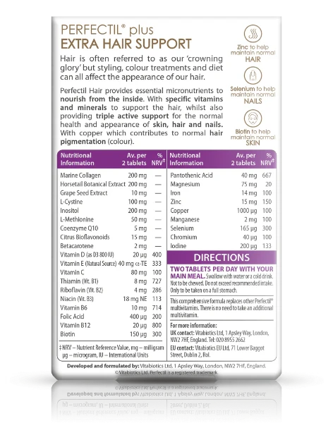 Vitabiotics Perfectil Plus Hair 60 Tablets For Extra Support For Hairs