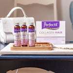Vitabiotics Perfectil Platinum Collagen Hair Drink 10 x 50ml al three bottles outside of the box