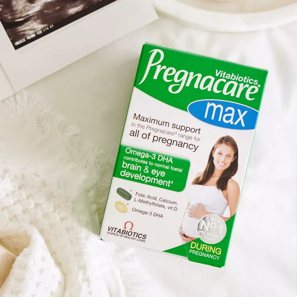 Pregnacare Max 84 tablets for complete nutritional support during pregnancy with Omega-3 and folic acid.
