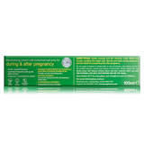 Back side of Pregnacare cream box showing directions, ingredients, and usage info