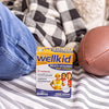 Wellkid Smart chewable multivitamin product image showing bottle packaging with nutritional information details.