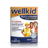 Wellkid multivitamin chewable front label bottle showing children’s daily vitamins for growth and health.