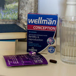 Wellman Conception 30 tablets with 30 nutrients to support male fertility, zinc, and overall reproductive wellbeing.