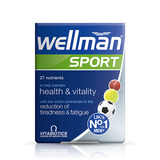 Wellman Sport supplement front view for active men's health, energy, and vitality support.