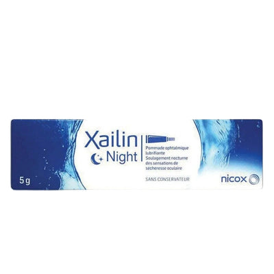 Xailin Night eye ointment packaging with blue and white design