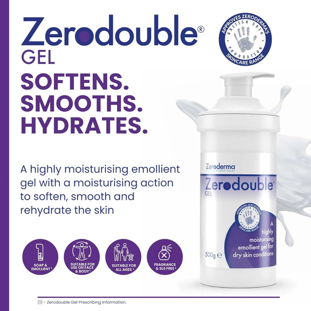 Zerodouble gel 500g bottle with product description on a white background