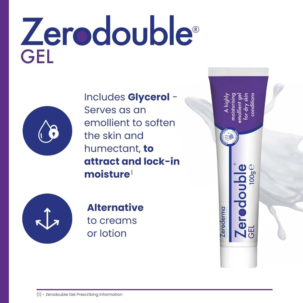 Zerodouble Gel tube 100g with product details on a white background