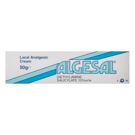 Algesal local analgesic cream packaging on a white background