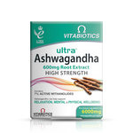 Ultra Ashwagandha 600mg Root Extract tablets for relaxation, mental and physical wellbeing, with 7% active withanolides.