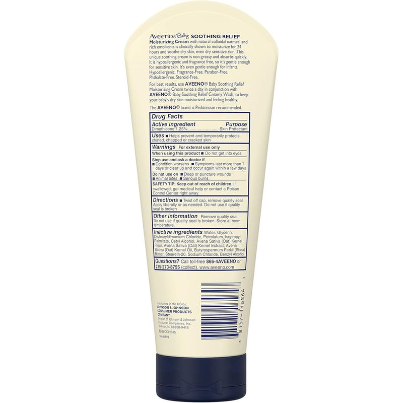 aveeno baby soothing relief moisture cream back side view