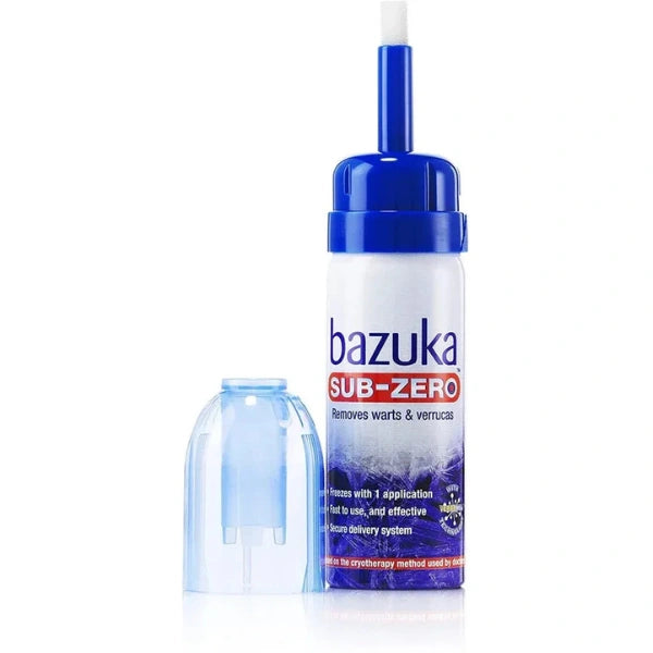 Bazuka Sub-Zero product with blue cap and white body on a white background