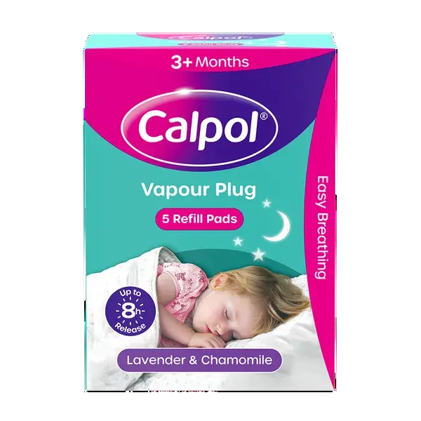 Calpol Vapour Plug with 5 Refill Pads - Long-lasting relief option.