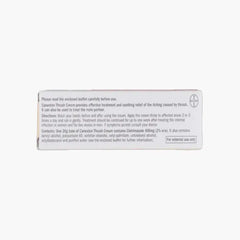 Canesten Thrush Cream 20g box back with directions, ingredients, and external use warning.