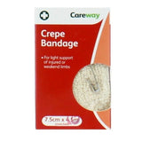 Front view of Careway Crepe Bandage 7.5cm roll for injury support, ideal for sprains and strains.