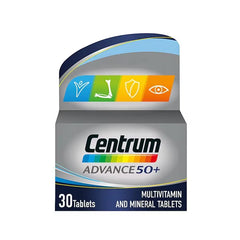 Centrum Advance 50+ is a once-a-day multivitamin designed to support men and women over 50. As you age, your nutritional needs change, and Centrum Advance 50+ is specially crafted to address those needs. Here’s why you’ll love it:  Essential Nutrients: Contains high-quality vitamins and minerals to support overall health. Heart Health: Includes Lycopene for a healthy heart. Eye Health: Enriched with Lutein to promote healthy eyesight. Strong Bones: High in Vitamin D to maintain normal bone strength.